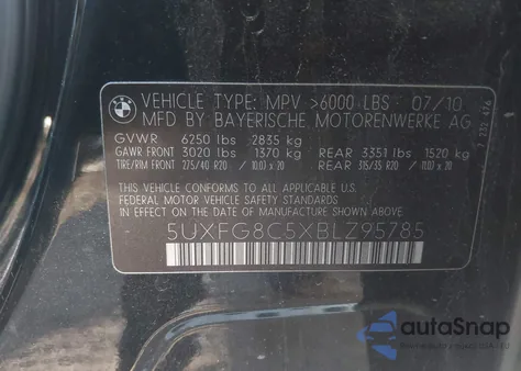 2011 BMW X6 xDrive50I from USA, damaged, VIN 5UXFG8C5XBLZ95785